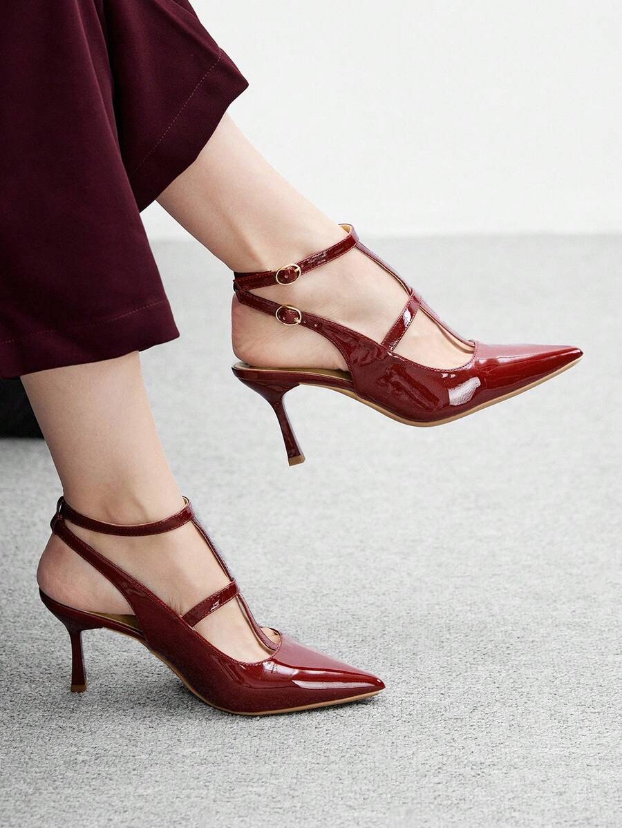CUCCOO BIZCHIC 女士尖头高跟鞋，性感细高跟鞋，户外/通勤/派对/婚礼/办公室鞋，酒红色 - 酒紅色 - 查看 1
