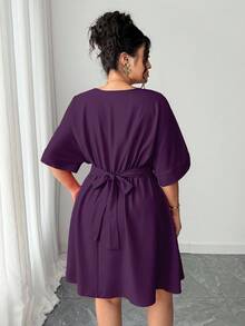 Elenzga 优雅V领收腰短款红色晚礼服，夏季休闲简约风格