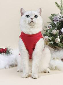 PETSIN 1pc Christmas Red Christmas Tree Print Pet Vest - Red - View 6