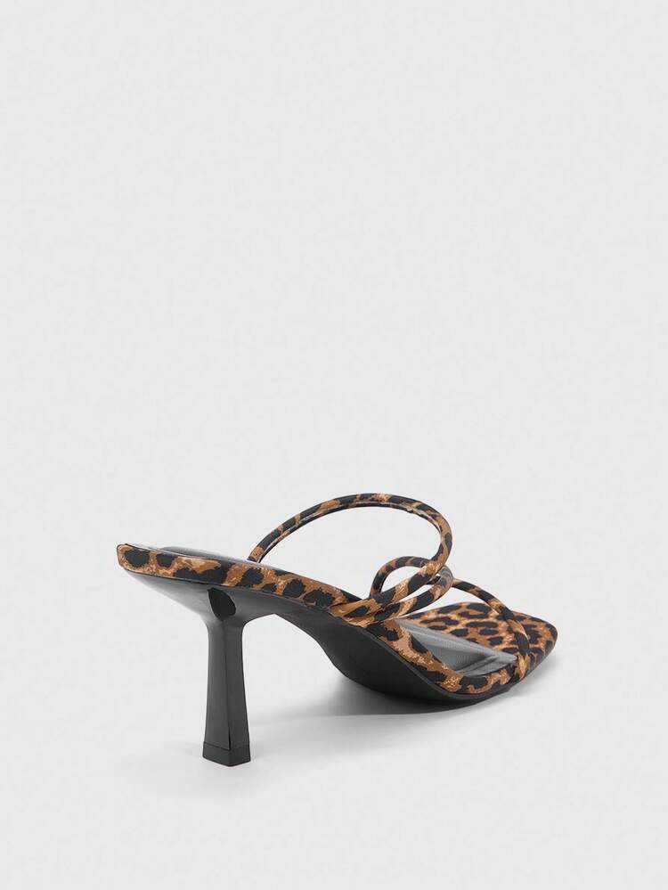 CUCCOO SZL Sandalias de cuña con estampado de leopardo y tiras, con punta cuadrada de 7 cm, adecuadas para usar en la playa durante el verano - Marrón - Añade 8