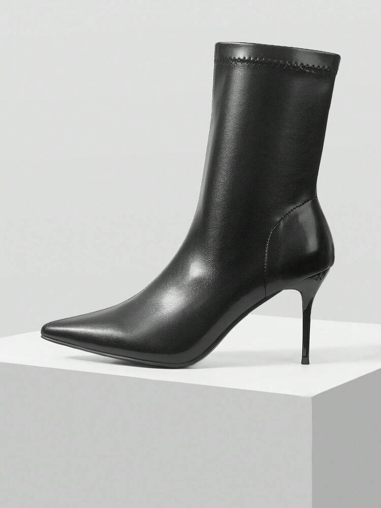 FRENCH POINTED TOE SLIM HIGH HEEL ANKLE BOOTS FOR WOMEN, NEW AUTUMN/WINTER VINTAGE WIDE SHAFT BOOTS FOR CHRISTMAS