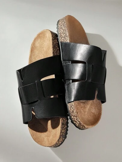 Solecia 男士圆头钩环双带平底一脚蹬鞋，方便舒适，适合日常、派对、通勤，时尚百搭