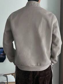 DAZY 男士纯色基本款运动衫、卫衣和夹克（冬季） - 淺灰色 - 查看 2