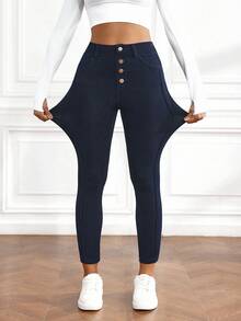 Flexra Quần jean ôm dáng màu trơn đa năng thường ngày dành cho nữ - Rửa tối - Xem 5