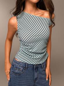 SHEIN Forever 21 Summer Women Prom/Formal/Beach/Vacation/Cute/Western Wear/Business Casual/Elegant/Birthday/Going Out/Club/Office Outfits/Festival/Rave/Work Clothes/Classy/Country Concert/Brunch/Cruise/Old Money/Airport/Modest/Church/Fairycore/Coquette/Tea Party/Y2k/Streetwear/2000s/Disco/Spring Break/Graduation/Wedding Guest/Cocktail/Vintage/Bodycon/Resort/Coachella/Fitted/Top Asymmetrical Top One Shoulder Top Striped Top