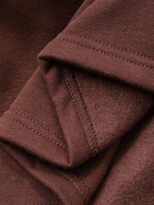 DAZY 女士纯色简约连帽长袖保暖长连衣裙，休闲日常穿着长款连衣裙 - 棕色 - 查看 10