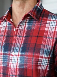 Manfinity CasualCool 男士格纹长袖单排扣休闲外套，秋季 - 彩色 - 查看 6