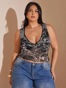 SHEIN BAE Sexy Damen Große Größen Tierprint Mesh durchsichtiges Trägertop, Herbstmode Damen, Schulkleidung, Y2K-Mode, Landhausoutfits Damen, Vintage-Kleidung Damen, Festival-Outfits Damen, Hochzeitsgast-Kleider Kurven, Sommeroutfits Damen, Abendkleider Damen, Geburtstagsoutfits Damen, Sommertops, Bandeau-Top, Trägertop Damen Große Größen Leopardenprint-Top Damen Große Größen Gepardendruck-Top Leopardenprint-Top Große Größen Tierprint-Top Große Größen Gepardentop