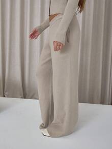 MUSERA Button Up Long Sleeve Cardigan Relaxed Elasticated Knit Trousers Ribbed Knit Set Classy Sexy Streetwear Night Out Elegant Evening Party Winter  Spring Vacation - Grey - View 6