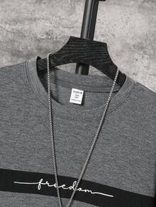 Vacaura 青少年男童休闲百搭字母印花拼接长袖圆领T恤