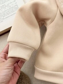 Blossori 女婴法式优雅3D花卉装饰高领毛衣 - 卡其色 - 查看 4