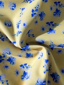 Swim Mod 新款女式夏季两件套随机花卉格子印花三角吊带比基尼上衣和下装套装，海滩度假泳装