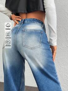 Coolane WOMEN LOW WAIST DENIM WIDE LEG JEANS - Medium Wash - View 3
