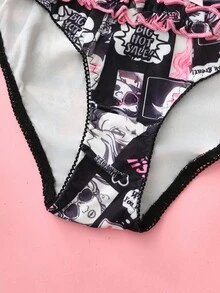 Girls' Fashion Printed Bow Decor Underwear Cartoon Underwear For Women Cute Panties For Women Teenage Girl Underwear Girl Panty Big Kids Floral Panties - Black - View 6