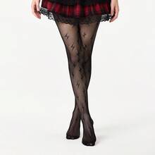 ROMWE Goth Medias de red para mujer - Negro - Ver 3