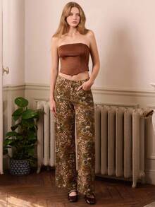 lacRébo Brown Faux Suede Corset Top With Spaghetti Straps Fall Women Clothes Spring Summer - Coffee Brown - View 4