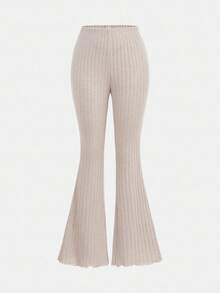 SHEIN Girlism Teen Girls Apricot Drawstring Asymmetric Hem Flared Sleeve T-Shirt And A Two Pieces Flared Pants Suit,Off Shoulder T-Shirt,Fall Girl Clothes,Comfortable T-Shirt Suit Winter - Apricot - View 7