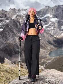 Flexra 女士休闲水洗直筒可拆卸牛仔裤户外徒步防晒轻便速干女式徒步服女式徒步裤女式户外裤露营装女式 - 黑色 - 查看 3