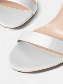 MOTF PREMIUM Giày sandal cao gót hở mũi đơn giản, đa năng, dễ điều chỉnh, có khóa cài, dành cho nữ đi làm - trắng - Xem 5