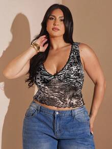 SHEIN BAE Sexy Damen Große Größen Tierprint Mesh durchsichtiges Trägertop, Herbstmode Damen, Schulkleidung, Y2K-Mode, Landhausoutfits Damen, Vintage-Kleidung Damen, Festival-Outfits Damen, Hochzeitsgast-Kleider Kurven, Sommeroutfits Damen, Abendkleider Damen, Geburtstagsoutfits Damen, Sommertops, Bandeau-Top, Trägertop Damen Große Größen Leopardenprint-Top Damen Große Größen Gepardendruck-Top Leopardenprint-Top Große Größen Tierprint-Top Große Größen Gepardentop