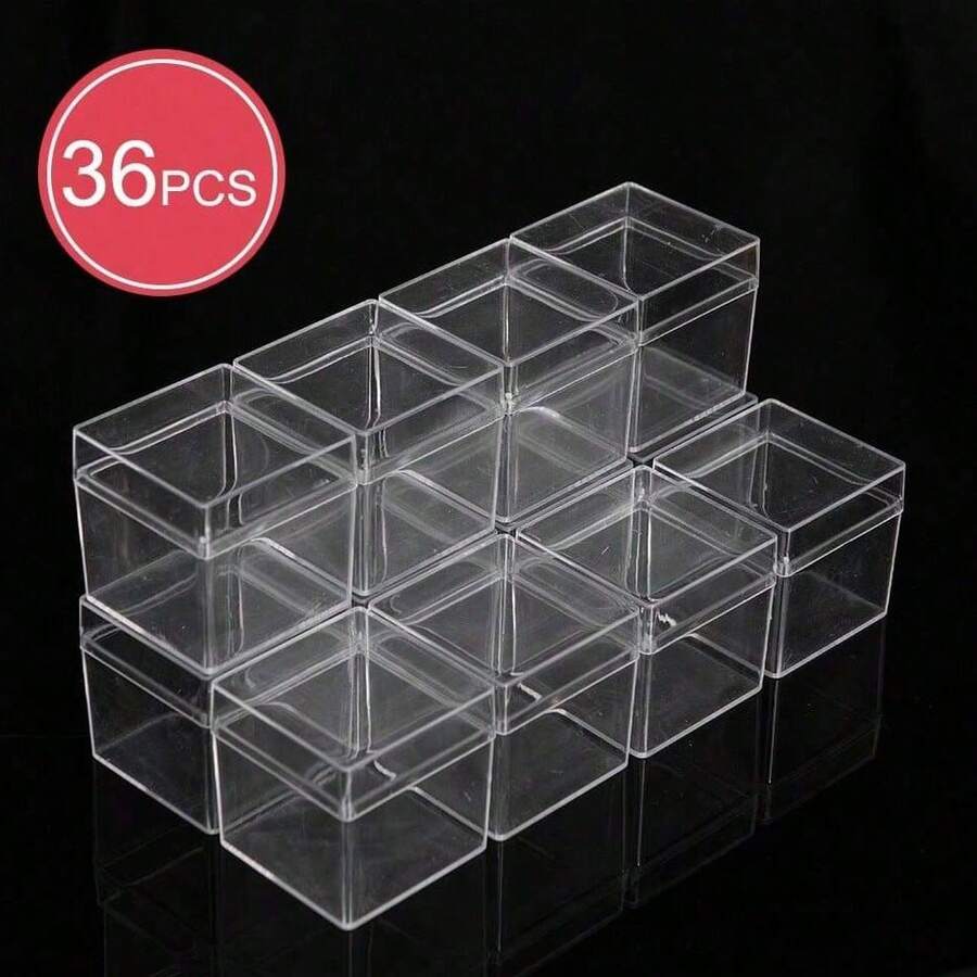 1pc Highly Transparent PS Plastic Square Storage Box, Jewelry Gift Packaging Box, Holiday Candy Packaging - Clear - View 1