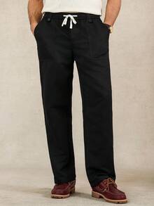 Manfinity Homme 男士成熟休闲纯色直筒裤，整体经典黑色，散发着沉稳优雅的气质。适合日常休闲穿着、周末出游、旅行、与朋友聚会等。这款裤子是男士衣橱中不可或缺的百搭单品，也是秋季送给男朋友或老公的绝佳礼物。 - 黑色 - 查看 6