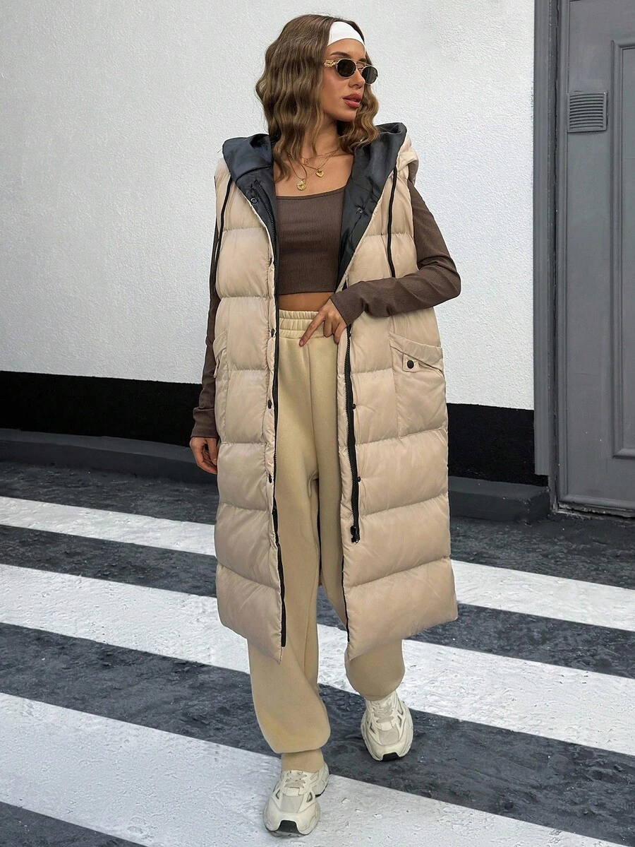 EURMUSE LONG WINTERCOAT With Big Pocket Detail - Beige - View 1