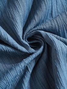 EMERY ROSE 大码女式短袖简约时尚休闲日常度假西式装夏季沙滩荷叶边衬衫 - 藍色 - 查看 6