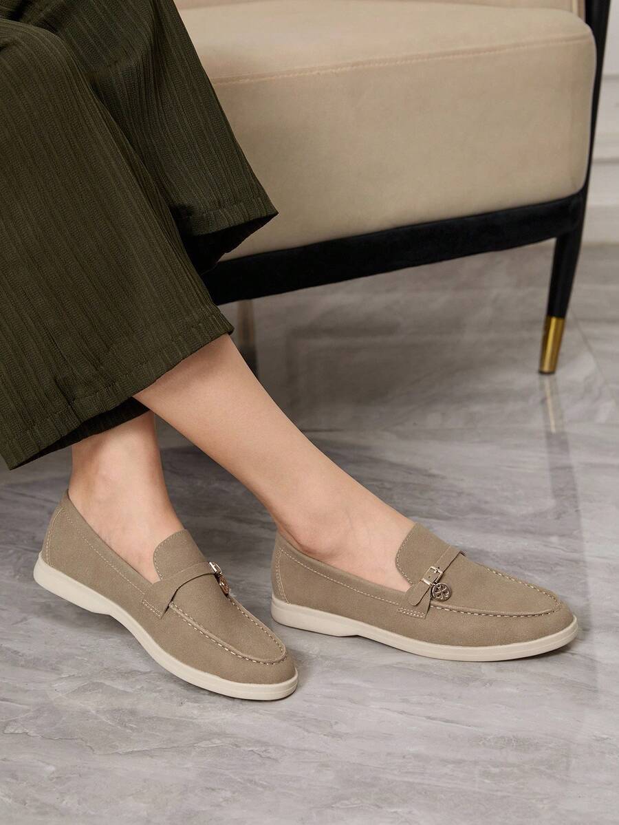 Sleekvia Damskie, swobodne, wygodne, wsuwane mokasyny z frędzlami, uniwersalne, idealne do codziennych dojazdów - Kolor khaki - Zobacz 1
