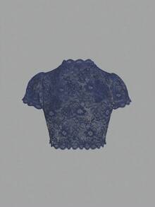Fairmaia Traditional German Women's Lace Puff Sleeve Blouse With Bow Decor