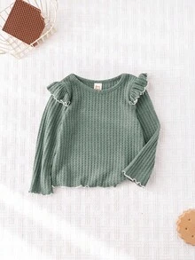 Cozy Pixies Maglioncino a girocollo in maglia morbida a tinta unita, manica lunga, per bambina