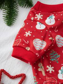 PETSIN 圣诞可爱印花大红猫狗保暖宠物1件装 - 紅色 - 查看 4