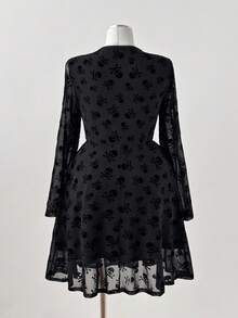 Sunspun Plus Size Dresses Fashionable Autumn Style Plus Size Punk Skull Print Chest Cup Short Dress