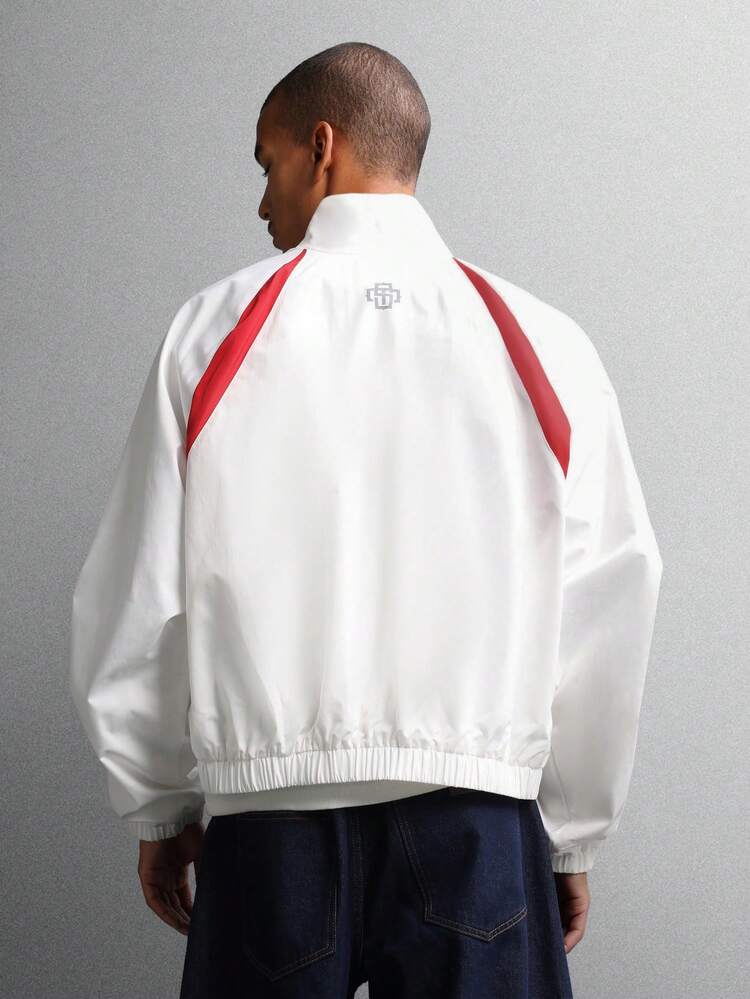 Giacca in nylon color block con maniche raglan