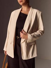 Juhart Plus Size Tall Women's Blazer Jacket, Versatile For Commuting And Casual Wear Winter Fall Autumn - Apricot - View 5