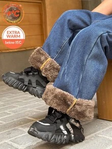 SHEIN 男童宽松版型藏蓝色保暖牛仔裤，适合秋冬季穿着 - 深色水洗藍 - 查看 2