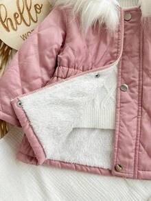 SHEIN Sudadera con capucha rosa linda y forro térmico para bebé niña, otoño/invierno - Multicolor - Ver 7