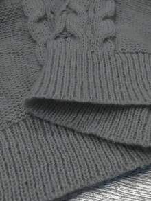 Elenzga Áo len dài tay cổ tròn dáng rộng thoải mái cho nữ cỡ lớn - Xám - Xem 7