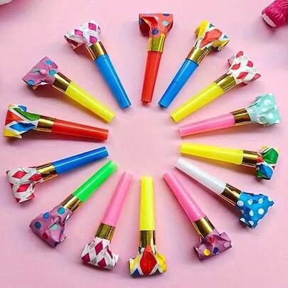 10PCS/30PCS/50PCS/100PCS 多图案随机派对爆破：彩色生日喇叭、圣诞节、新年、复活节派对发声器、口哨、派对礼物、复活节、情人节、母亲节礼物