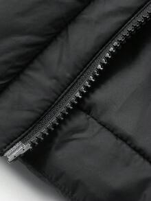 DAZY Women's Hooded Padded Coat With Fur Collar, Waist Cinched Winter Jacket - Black - View 12