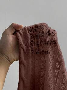 Sunspun 大码女式时尚优雅波西米亚风镂空短袖宽松针织上衣，适合度假、春、夏、秋季穿着。 - 咖啡棕 - 查看 6