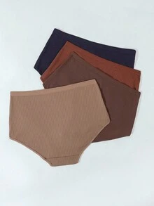 SHEIN 4pcs/Pack Women Plus Size Solid Color Comfortable Panties - Multicolor - View 2