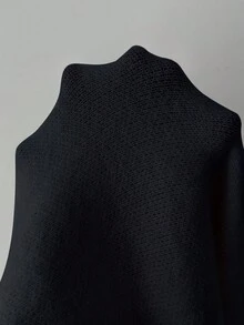 Elenzga Women's Asymmetrical Shoulder Batwing Sleeve Casual Elegant Knit Sweater Top, Versatile For Vacation & Holidays, Spring/Autumn/Winter - Black - View 8