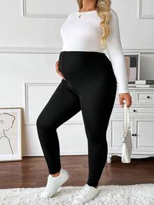 SHEIN 加大码孕妇裤，纯色，休闲，舒适，有弹性，修身