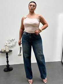 Firerie Áo cánh kim loại nhún bèo, trang trí giản dị, thanh lịch, đi biển, cỡ lớn cho nữ, mùa xuân/hè - Màu be - Xem 5