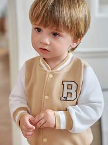 Souflis Souflis 2025 Autumn/Winter New Arrival Thickened Camel Baseball Jacket & Casual Pants Set, Toddler Boys Fall - Camel - View 5