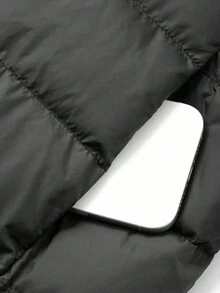 DAZY Women's Hooded Padded Coat With Fur Collar, Waist Cinched Winter Jacket - Black - View 11