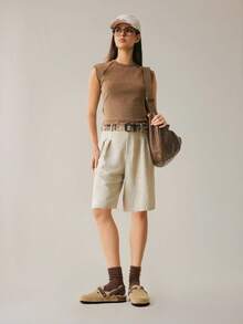 Solecia 女式厚底一脚蹬穆勒鞋，包头，休闲装，春秋季 - 卡其色 - 查看 11