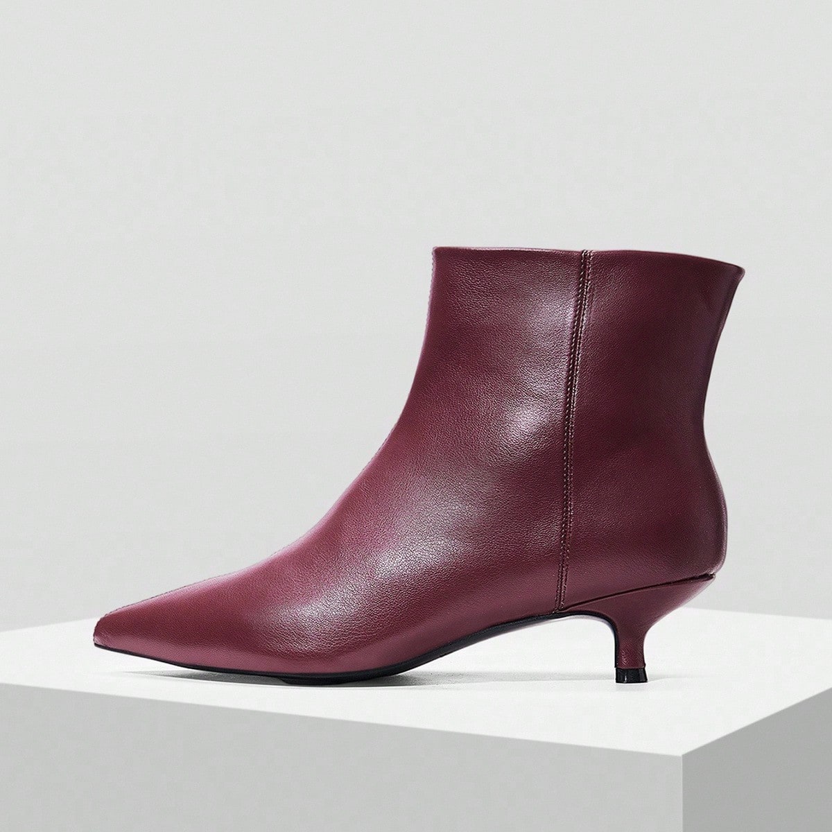 BOTAS DE TOBILLO DE MUJER DE MODA MINIMALISTA DE PU CON PUNTERA PUNTIAGUDA Y TACÓN BAJO