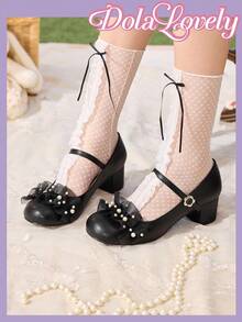 Dola Lovely 女士时尚白色优雅洛丽塔高跟鞋 - 黑色 - 查看 5